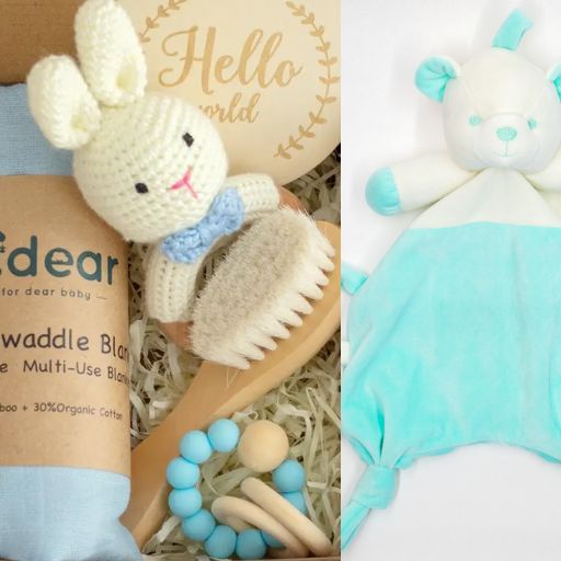 Baby Gift Set - Blue With Cuddles Doudou